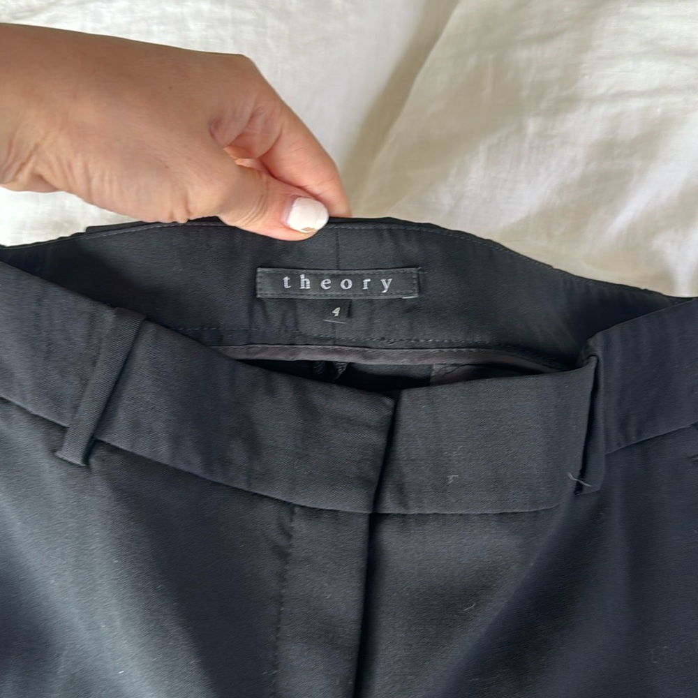 THEORY black wool work pants size 4 pockets tailored trousers